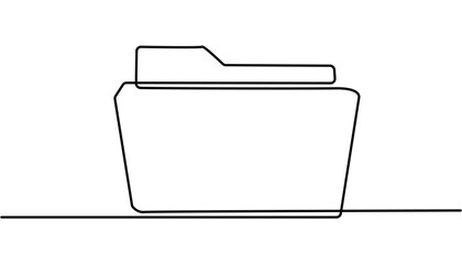 Fototapete - One continuous line vector drawing of a folder. office file continuous one line drawing , Regulation Line Icon, Minimal document symbol in linear outline style. Outline documents background icon. 

