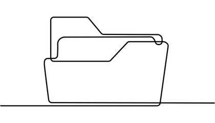 Fototapete - One continuous line vector drawing of a folder. office file continuous one line drawing , Regulation Line Icon, Minimal document symbol in linear outline style. Outline documents background icon. 

