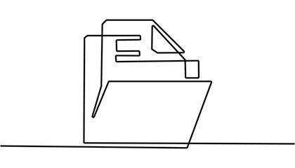 Fototapete - One continuous line vector drawing of a folder. office file continuous one line drawing , Regulation Line Icon, Minimal document symbol in linear outline style. Outline documents background icon. 

