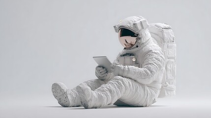 Astronaut with Tablet - Isolated Scene