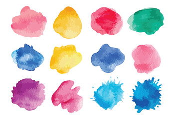 Poster - Set of watercolor splatters in various colors