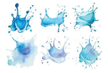 Poster - Set of blue water splashes