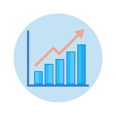 Poster - Growing Bar Chart with Arrow on Transparent Background