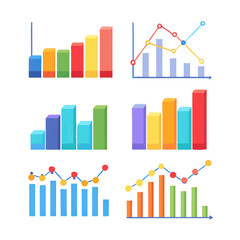 Poster - Colorful Business Graph and Chart Collection on Transparent Background
