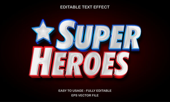 Editable text effect with classic blue and red superhero style in 3d comic look