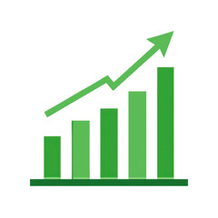 Poster - Green bar chart with upward trending arrow isolated on transparent background