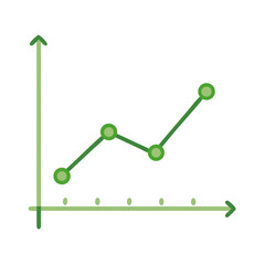 Poster - Green line graph with data points isolated on transparent background