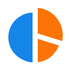 Poster - Pie Chart Divided into Blue and Orange Sections on transparent background