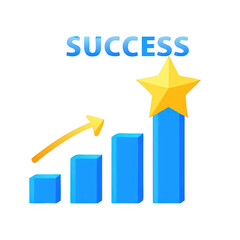 Poster - Success Chart with Star and Arrow on transparent background