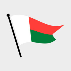 Fototapete - National flag of Madagascar. Madagascar flag computer digital vector illustration icon design. Fluttering flagpole flag.