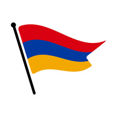 Fototapete - National flag of Armenia. Armenia flag computer digital vector illustration icon design. Fluttering flagpole flag.