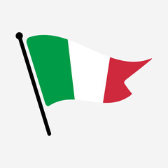 Fototapete - National flag of Italy. Italy flag computer digital vector illustration icon design. Fluttering flagpole flag.