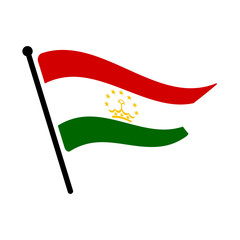 Fototapete - National flag of Tajikistan.  Tajikistan flag computer digital vector illustration icon design.  Fluttering flagpole flag.
