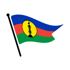 Fototapete - Flag of New Caledonia,USA.  New Caledonia flag computer digital vector illustration icon design.  Fluttering flagpole flag.