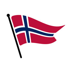Fototapete - National flag of Norway.  Norway flag computer digital vector illustration icon design.  Fluttering flagpole flag.