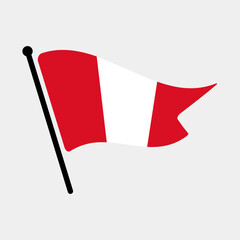 Fototapete - National flag of Peru.  Peru flag computer digital vector illustration icon design.  Fluttering flagpole flag.