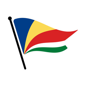 National flag of Seychelles.  Seychelles flag computer digital vector illustration icon design.  Fluttering flagpole flag.