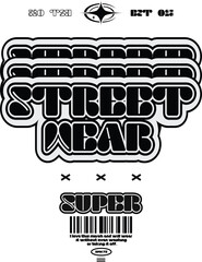 Fototapete - Modern Streetwear Design: A bold graphic design features STREET WEAR in a layered, attention-grabbing style, complemented by futuristic elements.