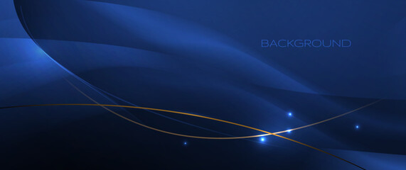 Poster - Vector abstract motion of curve lines, light shiny, glow effect. Illustration design. Bright gold wave, wavy line pattern. Element graphic design for technology banner template, wallpaper background