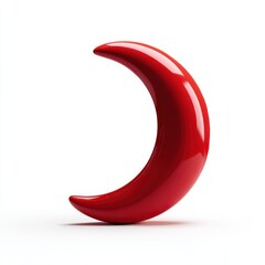 Poster - Glossy Red Crescent Moon on White Background