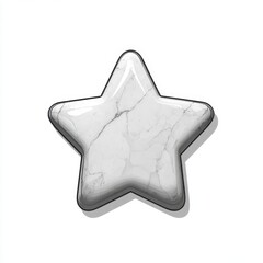 Poster - Glossy White Marble Star Shape on White Background