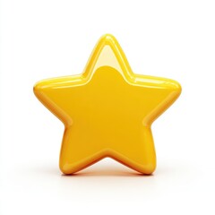 Poster - Glossy Yellow 3D Star on White Background