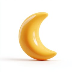Poster - Glossy Yellow Crescent Moon on White Background