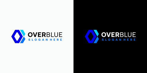 Aufkleber - Vector logo design of initials O and B in a geometric hexagon shape with a modern, simple, clean and abstract style. Icon for business, technology, sports and personal branding.