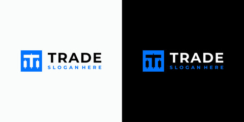 Poster - A geometric candlestick-shaped T initial vector logo design with a modern, simple, clean, and abstract style. An icon for business, technology, trading, and personal branding.