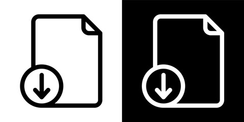 Poster - Download Document Icon Vector Logo Minimalist Design File Data Transfer Online Information Storage Digital Computer User Interface Graphic Element Outline Symbol Modern Minimalistic