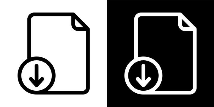 Download Document Icon Vector Logo Minimalist Design File Data Transfer Online Information Storage Digital Computer User Interface Graphic Element Outline Symbol Modern Minimalistic