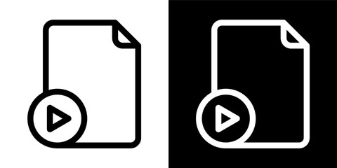 Poster - Document Video Play Icon Symbol File Media Player Movie Multimedia Online Stream Digital Content Outline