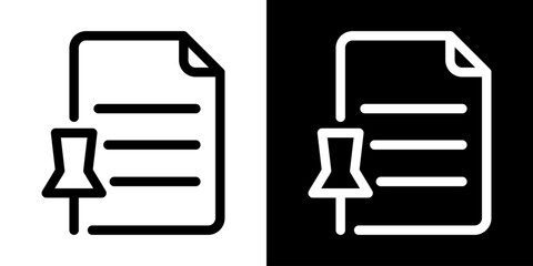 Poster - Document Pin Icon Symbol File Note Memo Office Reminder Important Information Attach Pushpin Paper Outline