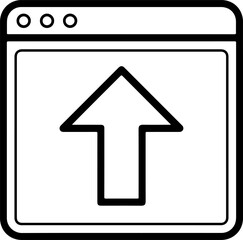 Aufkleber - Simple black and white icon of a browser window with an upload arrow