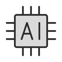 Poster - Artificial Intelligence AI Microchip Icon Processor Technology Machine Learning Digital Brain