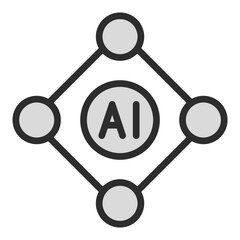 Poster - AI Technology Network Diagram Icon Vector Artificial Intelligence Connection