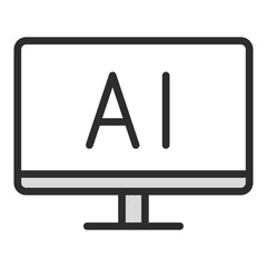 Poster - Artificial Intelligence Monitor Icon Vector AI Technology Computer Screen