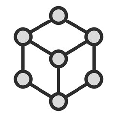 Poster - Blockchain Network Cube Icon Vector Technology Connection Digital Data