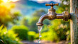 © mst - Water Droplet Falling From Faucet In Nature