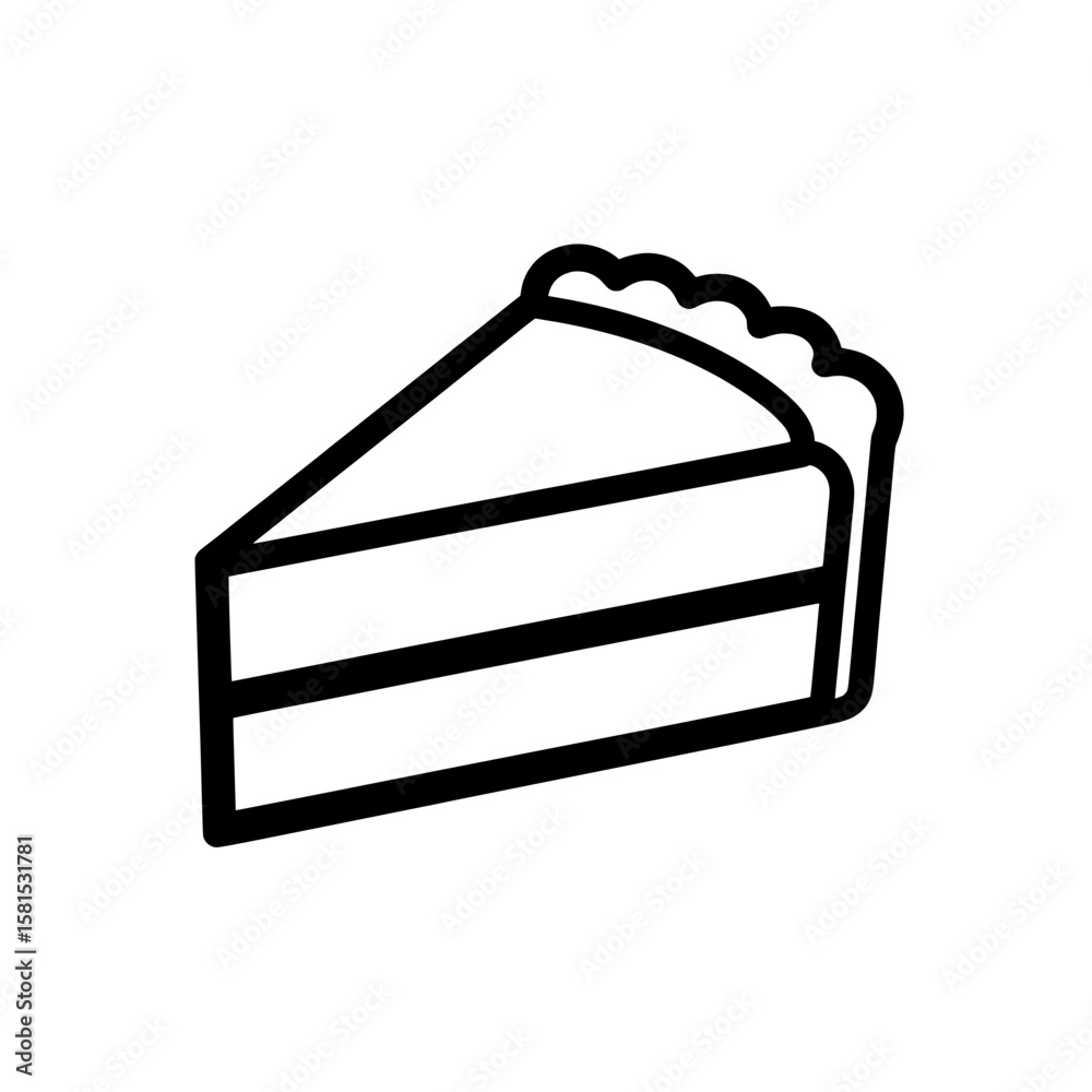 Line art slice of cake with multiple layers and topping Stock Vector ...