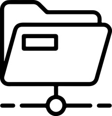 Poster - Folder icon connected to network with lines and circle symbol