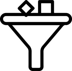Poster - Black and white icon of a funnel with a square and diamond shape entering