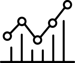 Poster - Simple black line graph icon showing upward trend and data points