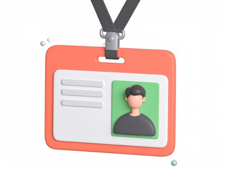 3D Rendered Orange Employee Identification Badge Icon with HR Icon Isolated Background