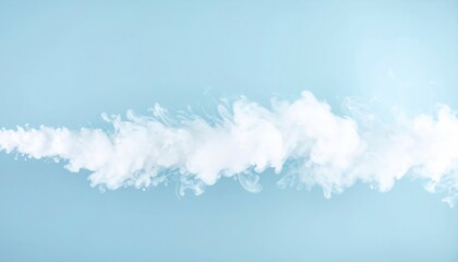 Wall Mural - abstract white smoke trail on light blue background with soft edges isolated background