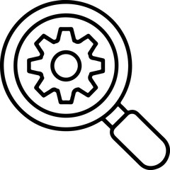 Poster - Magnifying glass with gear inside symbolizing search for solutions and optimization
