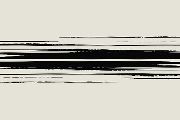 Poster - Minimalist graphic with black brushstrokes on beige, perfect for modern backgrounds and creative design projects.