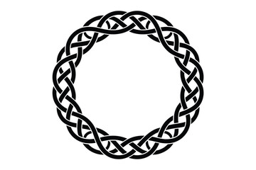 Poster - Black celtic knot circle frame design element on white background intricate interlaced pattern artwork