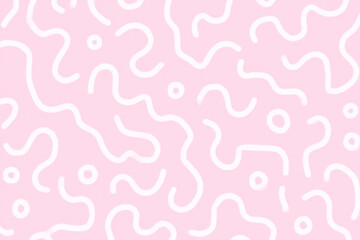 Poster - Fun pink line doodle seamless pattern. Creative abstract squiggle style drawing background for children or trendy design with basic shapes. Simple childish scribble wallpaper print. 3d rendering.