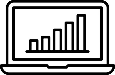 Poster - Laptop displaying a rising bar graph indicating business growth and success